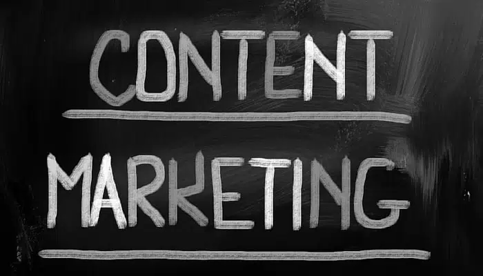 Content marketing written on chalkboard