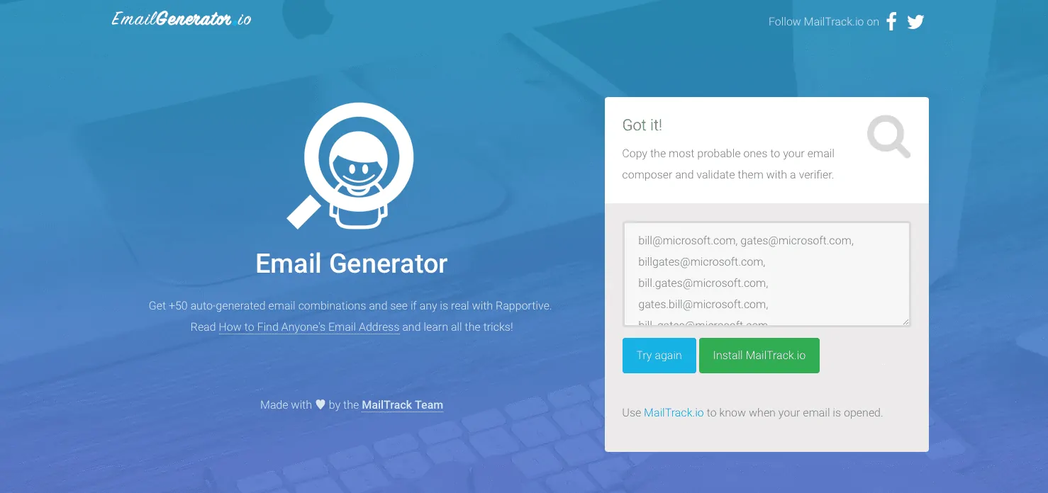 use email generator to find people's emails 