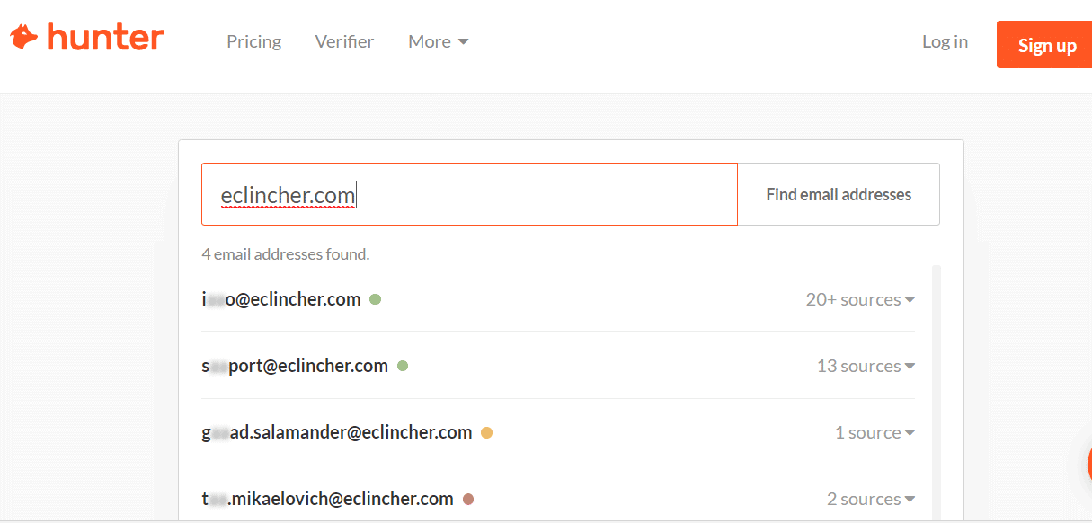 how to use hunter to find emails of an influencer