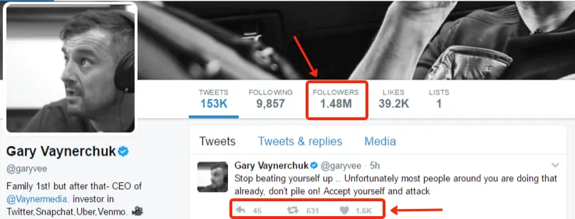 Gary Vaynerchuk twitter profile