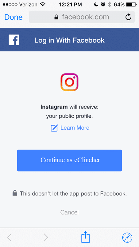 connecting Instagram to Facebook