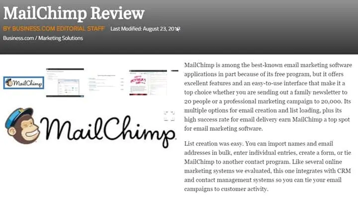 mailchimp product review