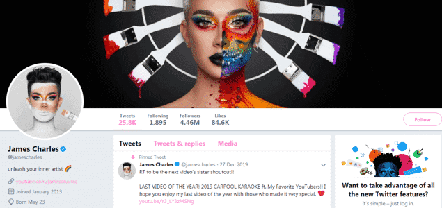 james charles twitter page