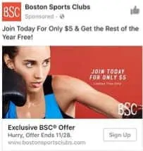 boston sports club paid facebook ads