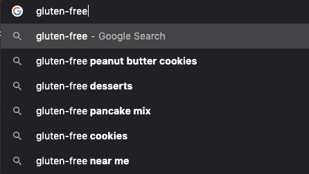 gluten-free google search auto-complete