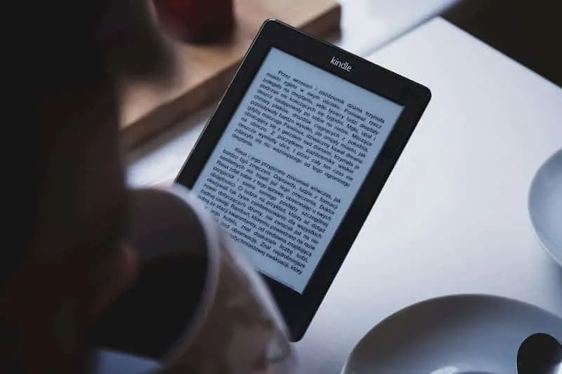 person reading ebook on kindle
