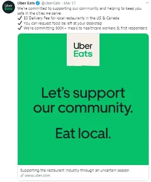uber eats free delivery during covid-19