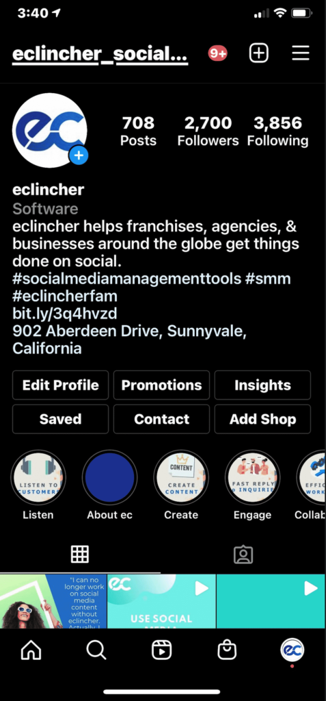 eclincher_socialmedia Instagram profile