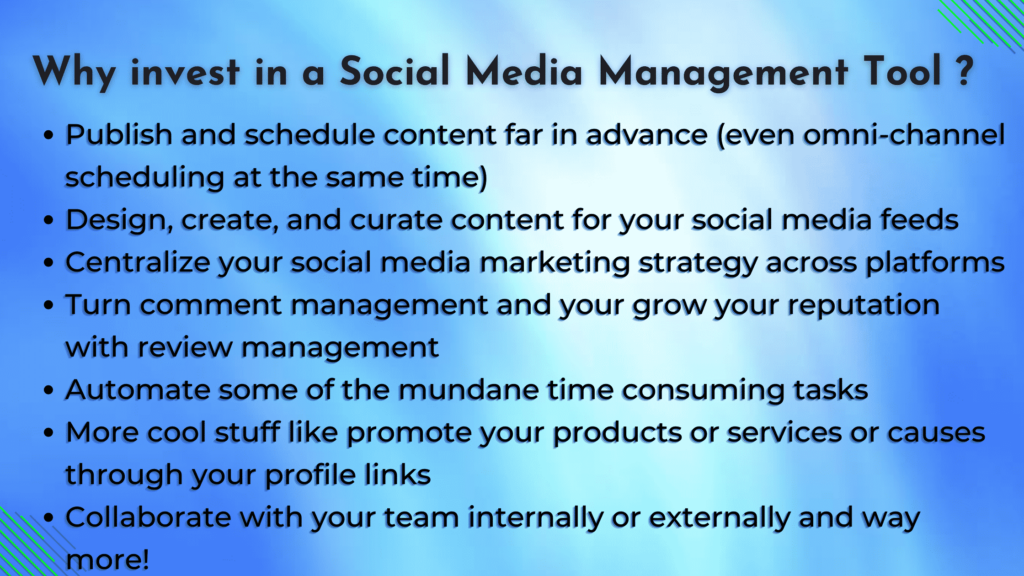 why invest social media management tool graphic