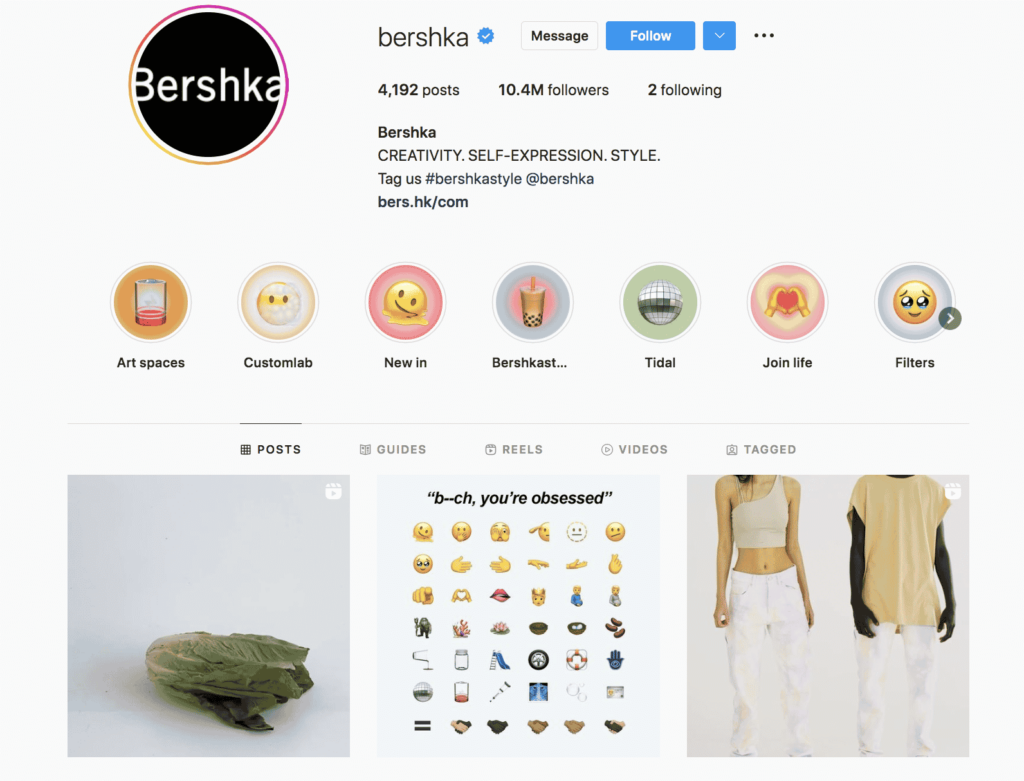 Bershka Instagram profile