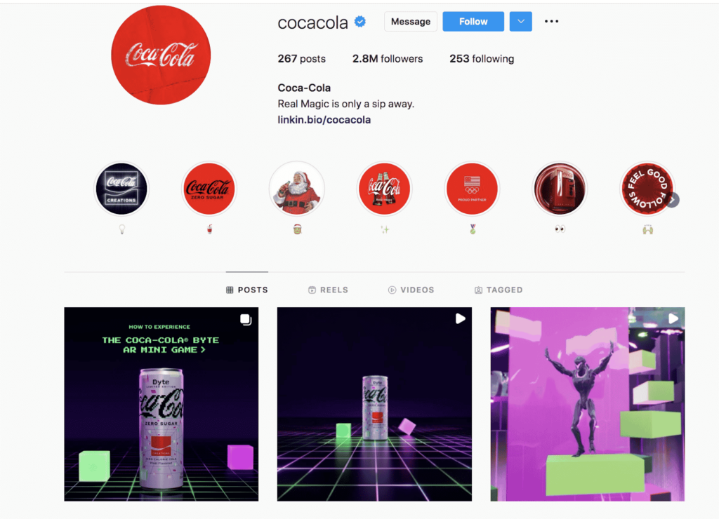 coca cola instragram profile