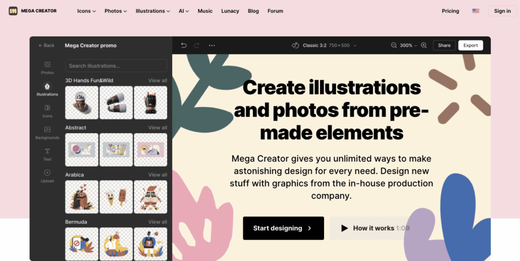 Icons8 Mega Creator homepage