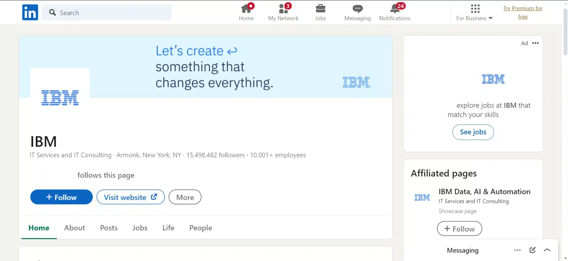 IBM LinkedIn Company Page