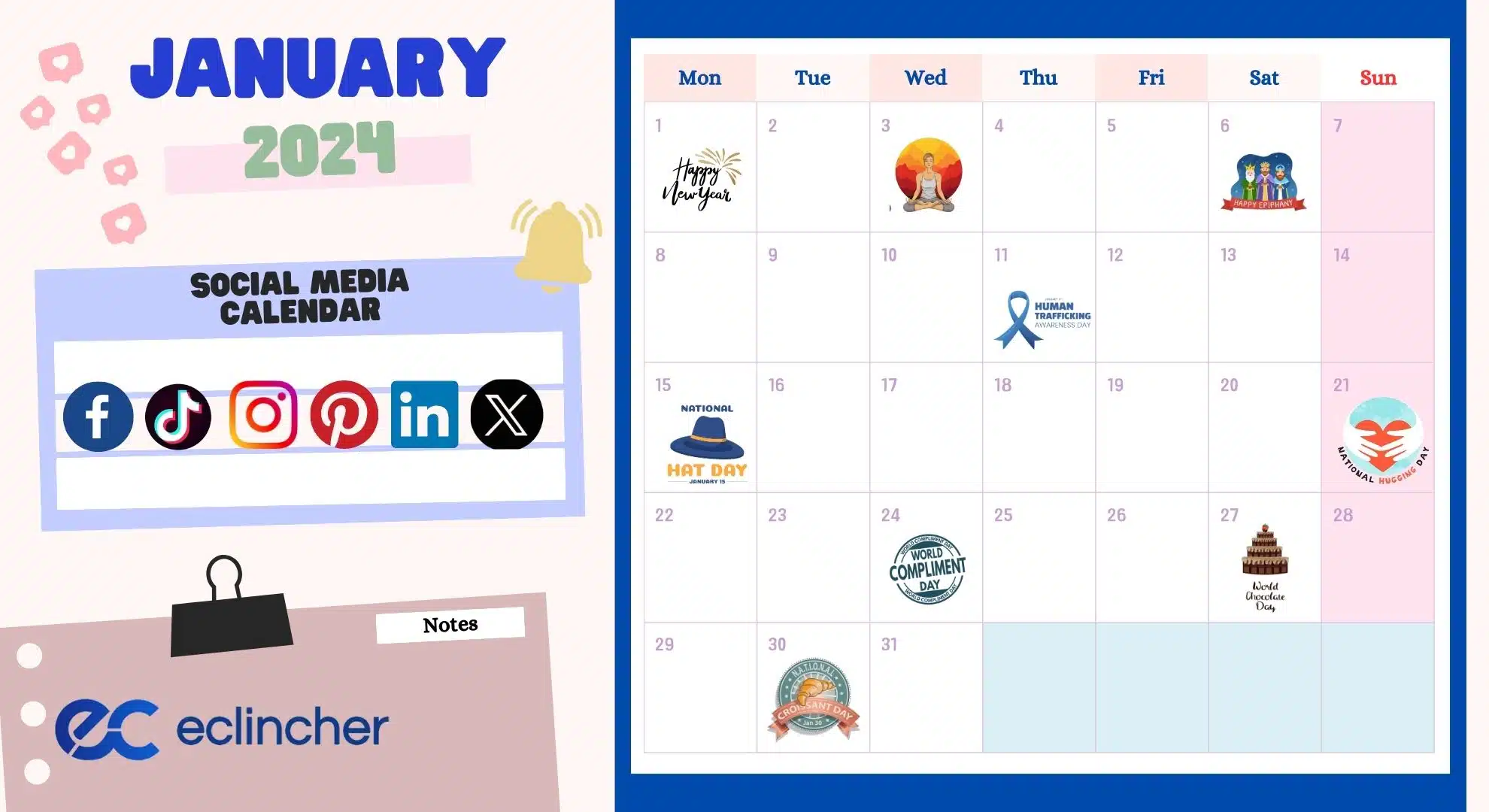 Essential Social Media Calendar For January 2024 