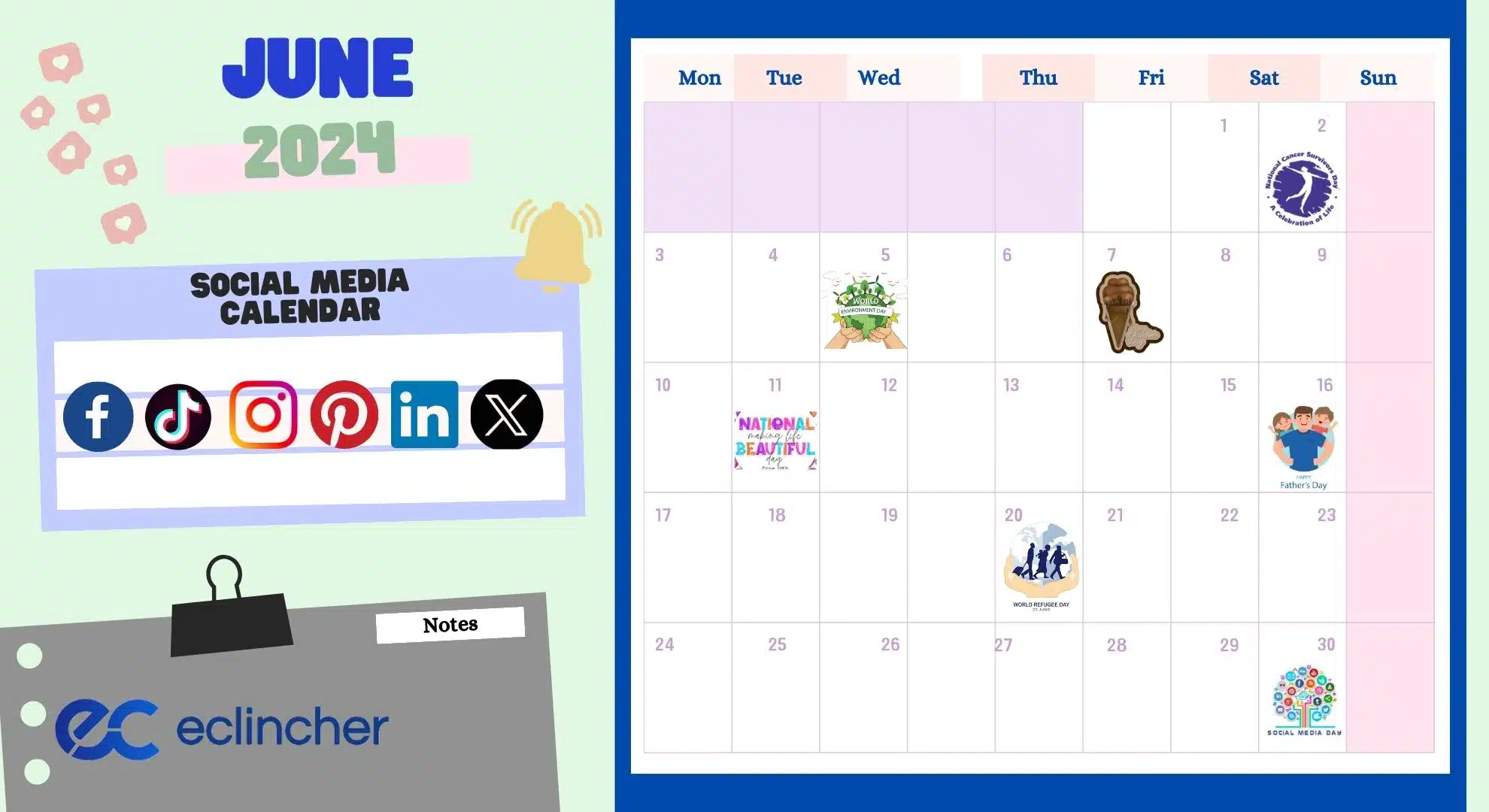 Essential Social Media Calendar For June 2024 
