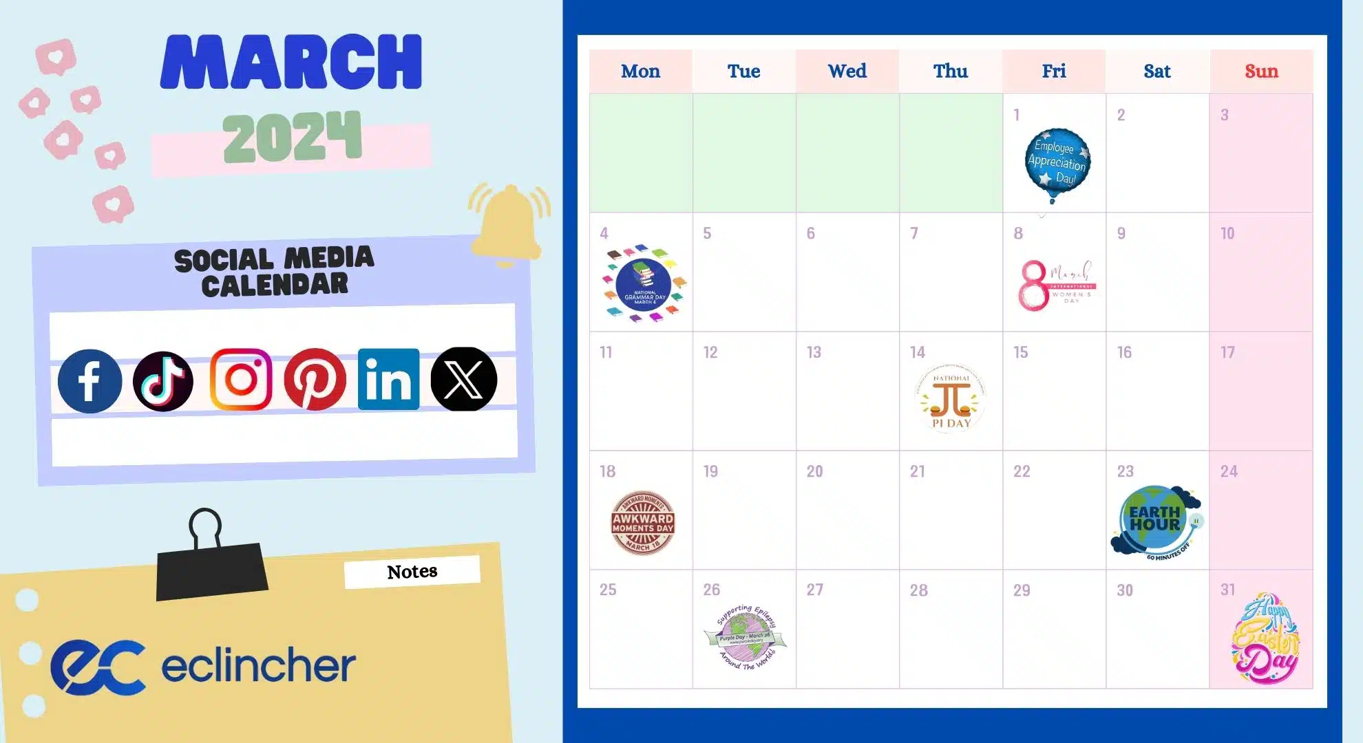 Essential Social Media Calendar For March2024 
