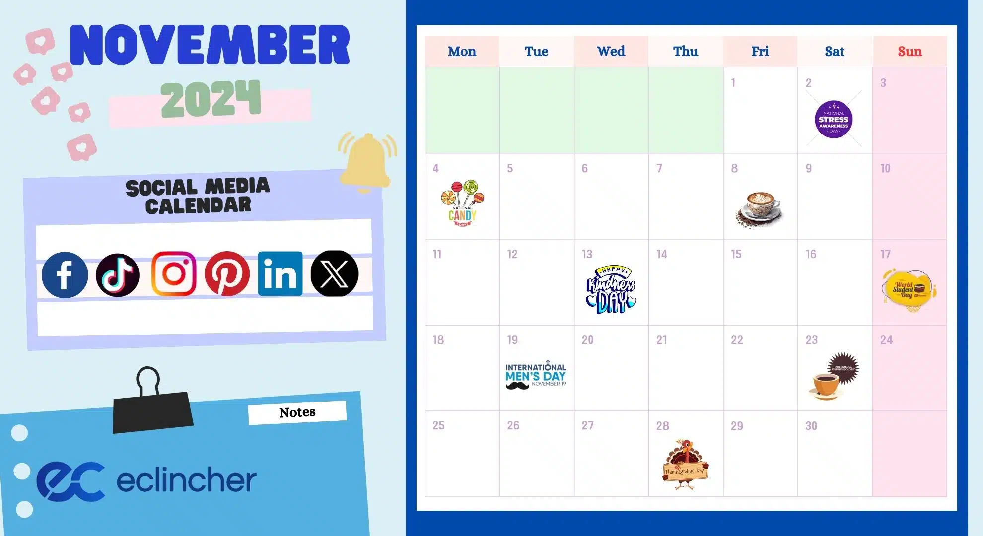 Essential Social Media Calendar For November 2024 