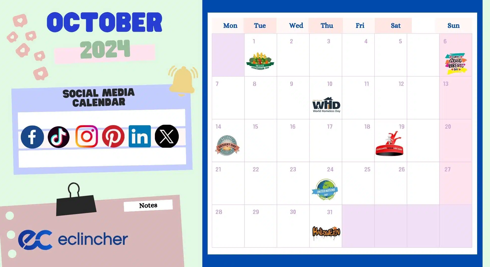 Essential Social Media Calendar For October 2024 
