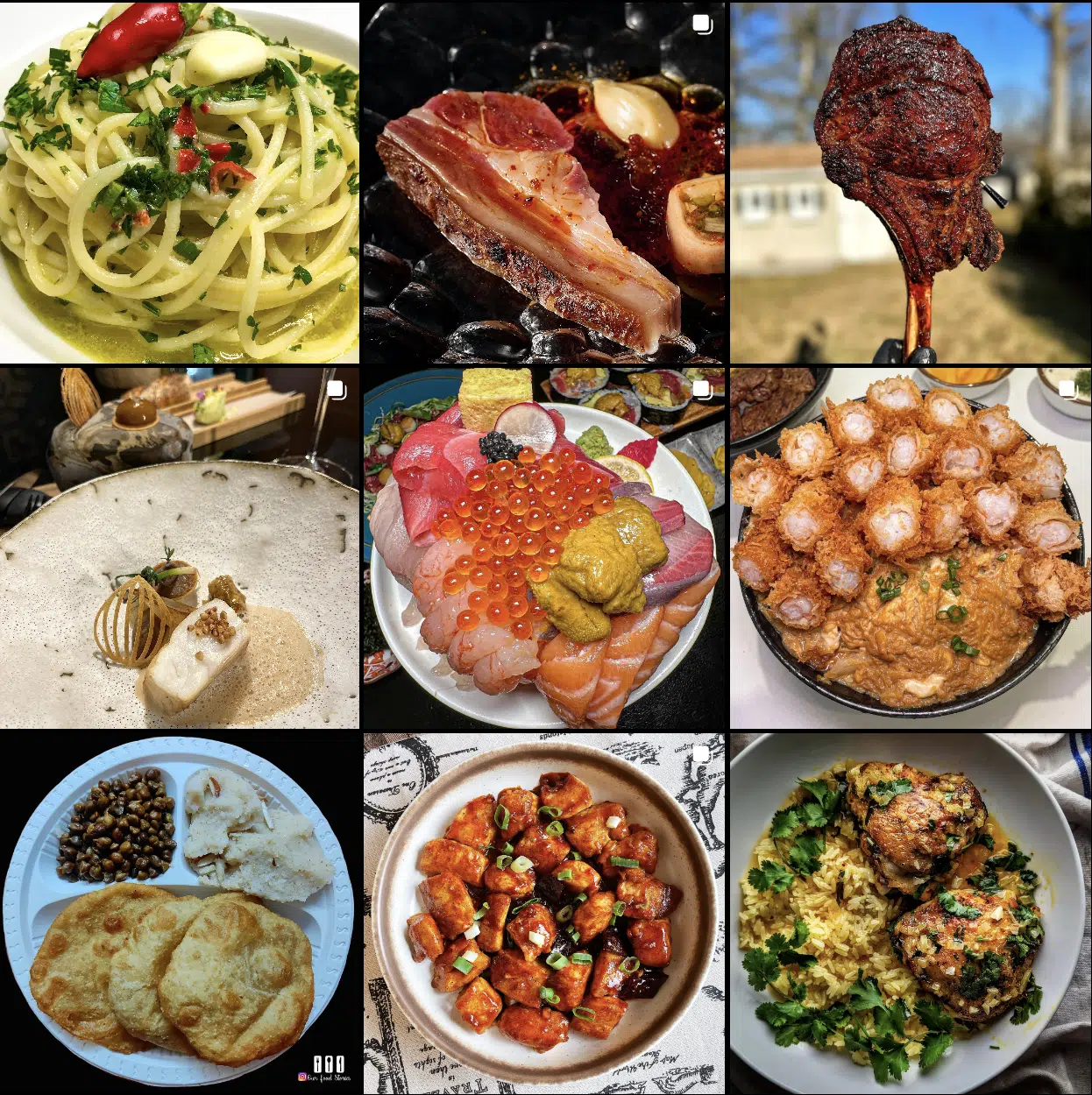 instagram's visual grid displaying local restaurant food