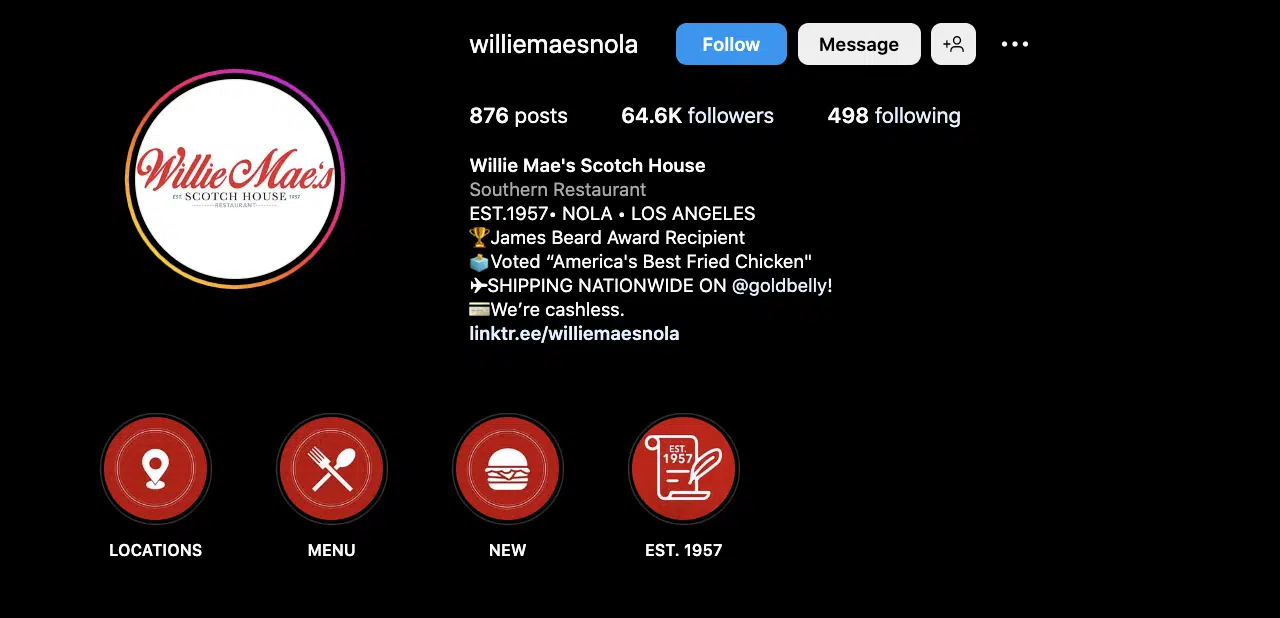 Willie Mae's instagram profile